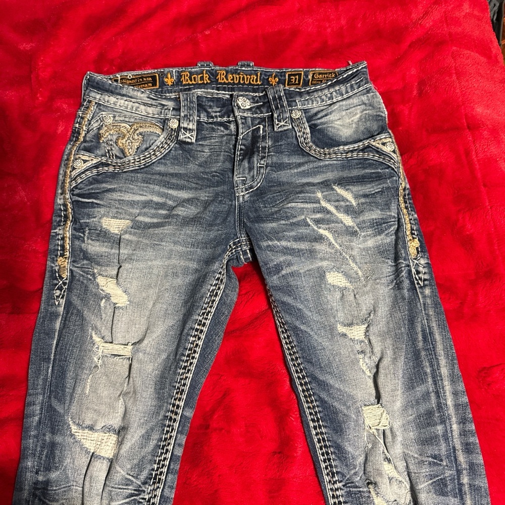 Rock Revival Blue Distressed Boyfriend Jeans